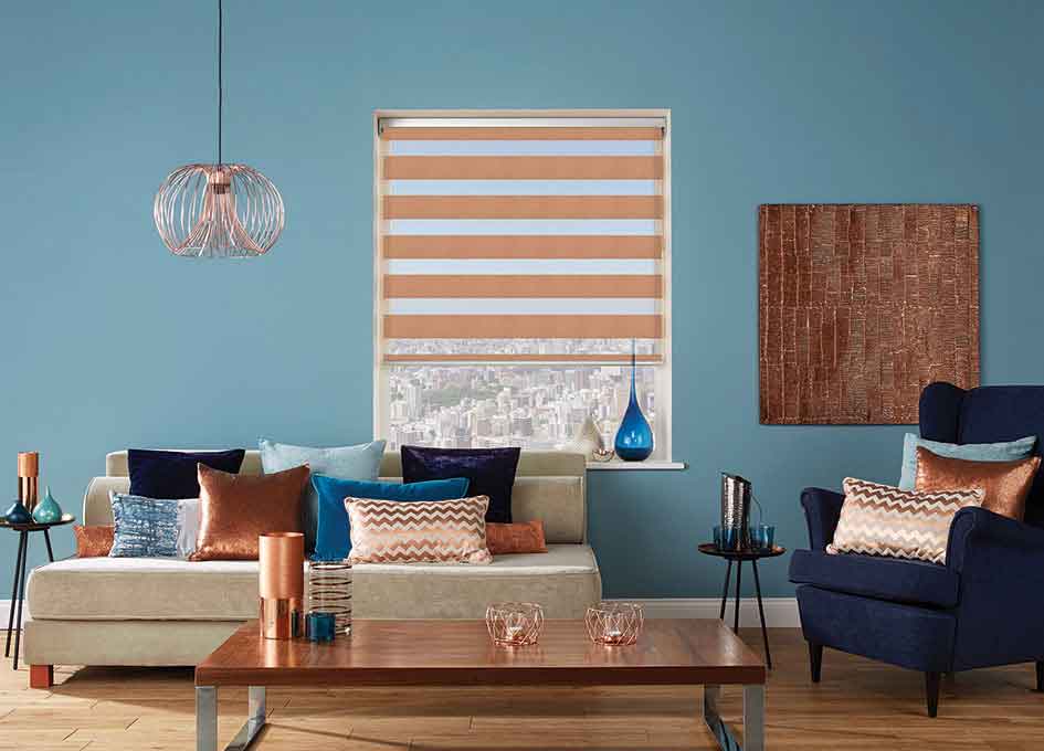 Verona Copper Vision Blind with White Cassette and Bottom Bar